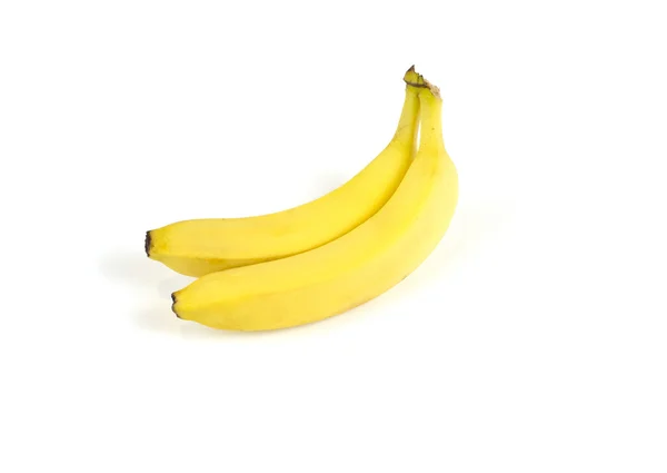 Dos plátanos maduros sobre fondo blanco . — Foto de Stock
