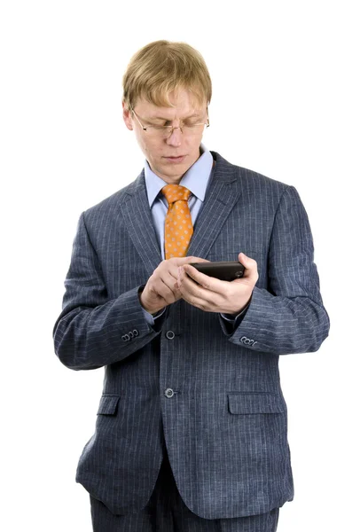 Giovane uomo d'affari con smartphone — Foto Stock