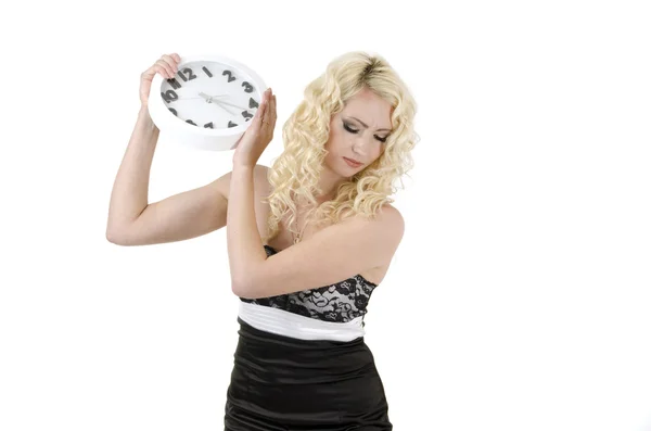 Kobieta upadając zegar — Zdjęcie stockowe