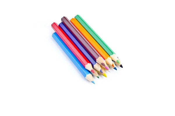 A stack of colored pencils on white — Stock Photo, Image