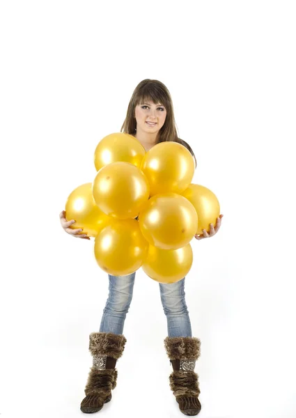 Young girl with baloons — Stock Photo, Image