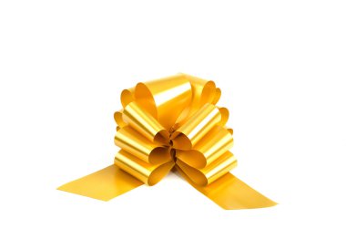 Gift golden ribbon isolated on white