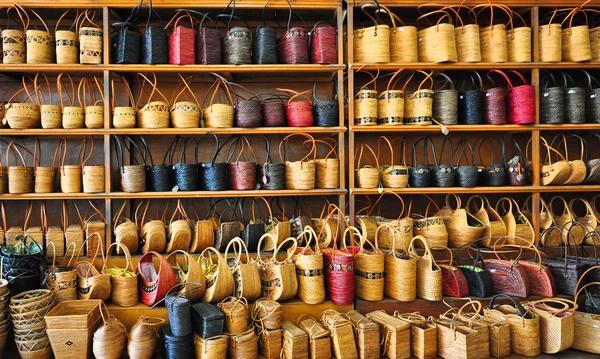 stock image Store shelf with hand bags