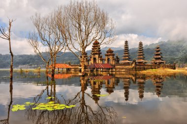 Balinese temple on Tamblingan lake, Bali clipart