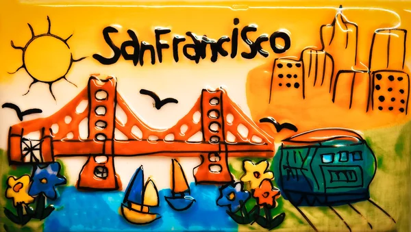 San Francisco pintura cerâmica colorida — Fotografia de Stock