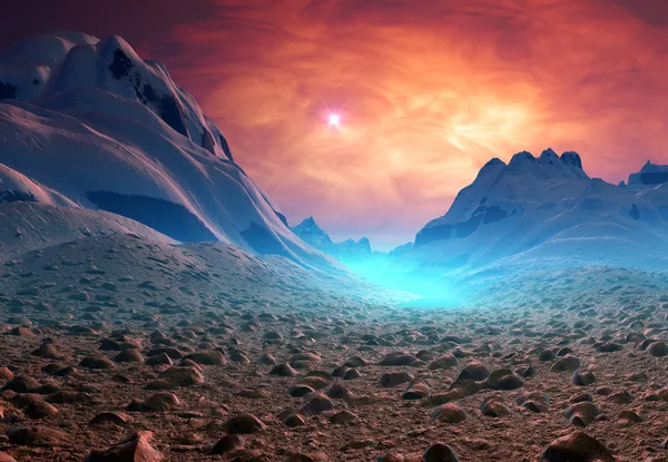 Mistik bir arka plan ile fantezi gezegen — Stok fotoğraf