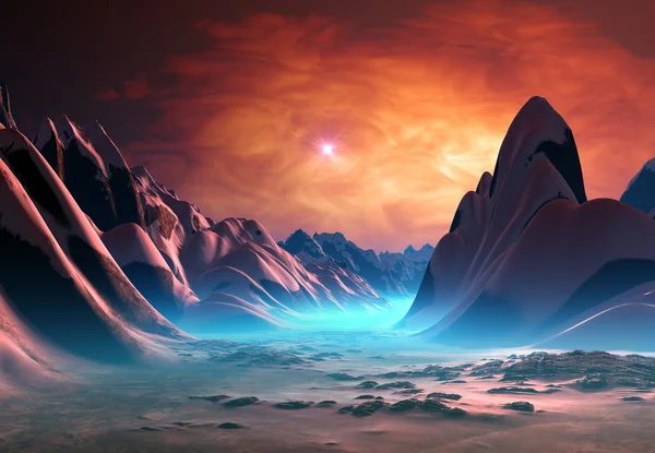 Mistik bir arka plan ile fantezi gezegen — Stok fotoğraf