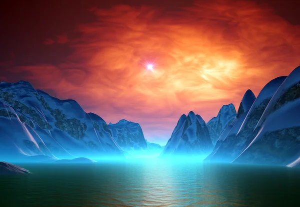 Fantasie-Planet mit mystischem Hintergrund — Stockfoto
