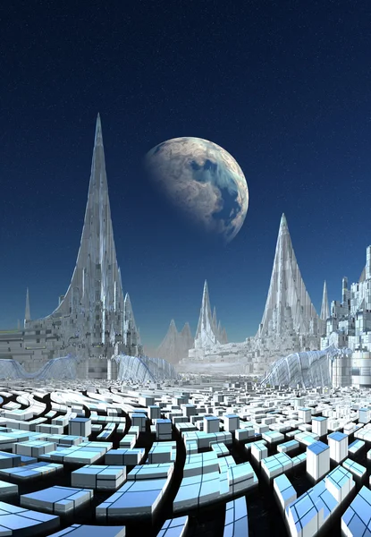 Ciudad moderna en un planeta alienígena —  Fotos de Stock