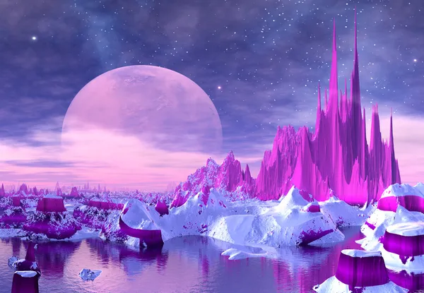 紫色的月亮 — 图库照片