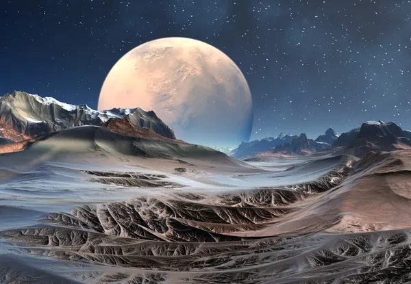 Alien Planet mit Mond — Stockfoto
