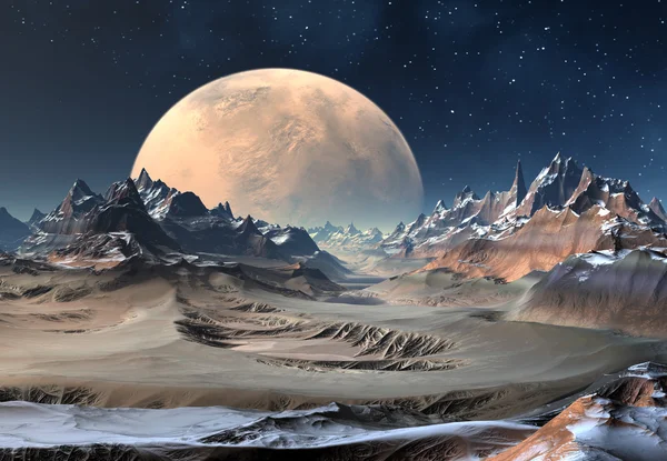 Εξωγήινο πλανήτη με φεγγάρι — Φωτογραφία Αρχείου