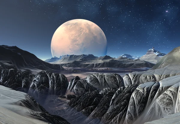 Buitenaardse planeet met maan — Stockfoto