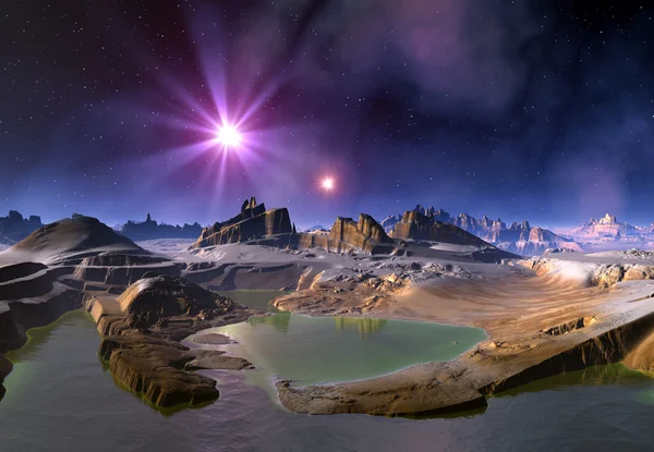 Außerirdischer Planet und Sterne — Stockfoto