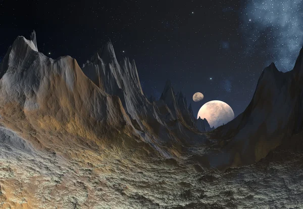 Planeta alienígena com luas — Fotografia de Stock