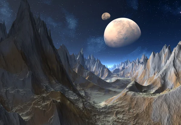 Alien Planet with Moons — Stock Photo, Image