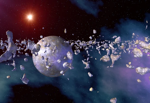 Weltraum und Asteroiden — Stockfoto