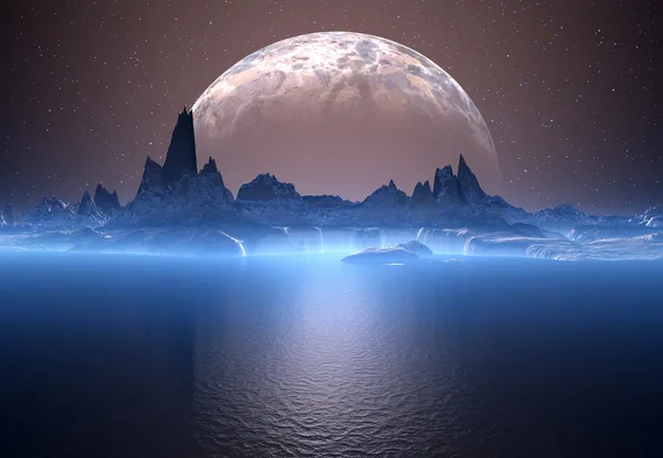 Planeta alienígena com lua — Fotografia de Stock