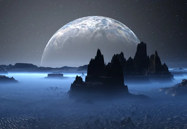 Buitenaardse planeet met maan — Stockfoto