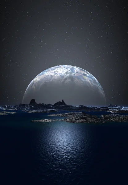 Cizí planetě se měsíc — Stock fotografie