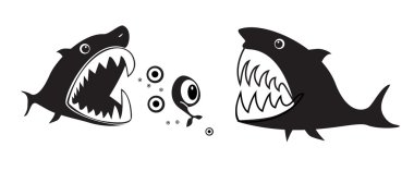 Ywo Sharks and little fish clipart