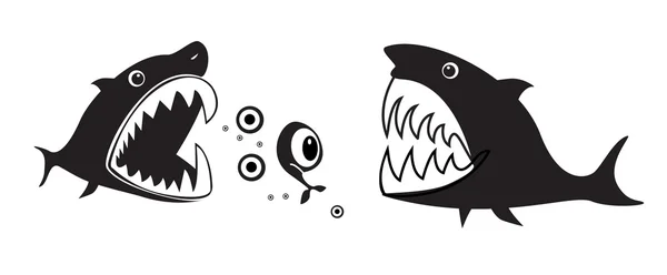 stock vector Ywo Sharks and little fish