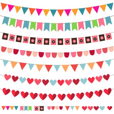 Bunting and garland set clipart