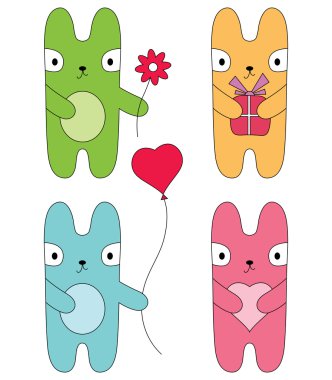 Cute bunnies set clipart