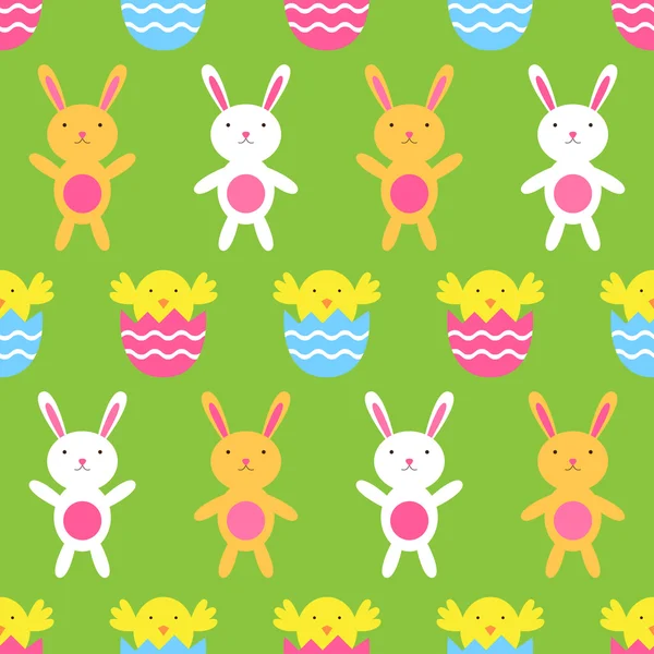 Colorful Easter Wrapping Paper With Cute Bunnies And Eggs Vector