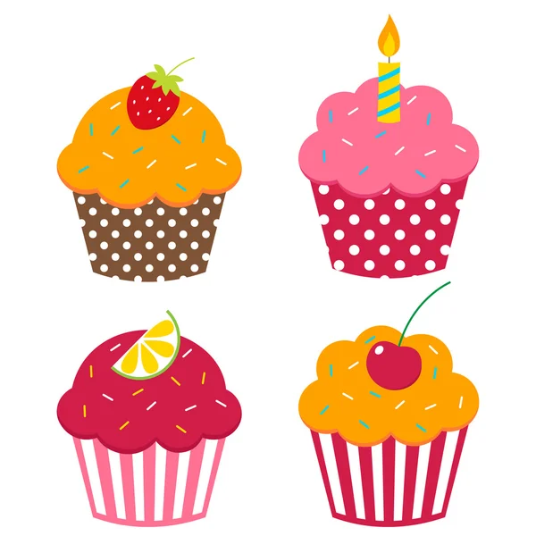 Conjunto de cupcakes vectoriales — Vector de stock
