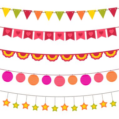 Vector bunting and garland set clipart
