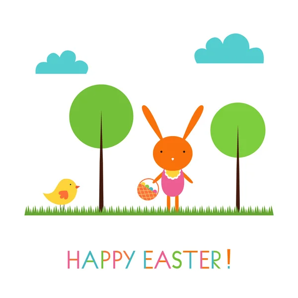 婴儿小兔子复活节贺卡 — 图库矢量图片