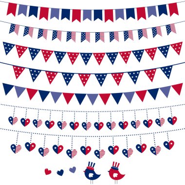 American flag themed bunting set clipart