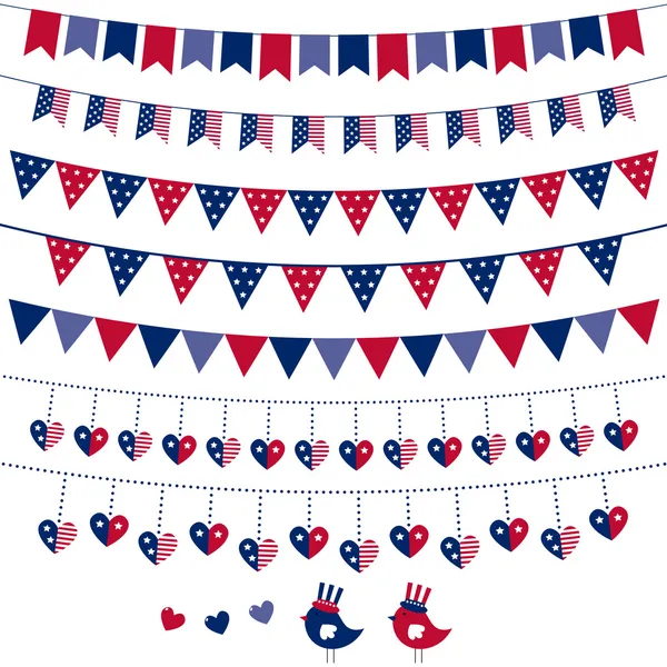 Ensemble de bunting à thème drapeau américain — Image vectorielle