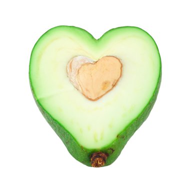 Cut avocado shaped like heart clipart