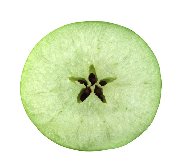 Slice cross section of green apple — Stock Photo, Image