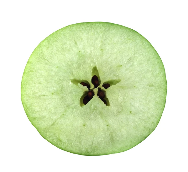 stock image Slice cross section of green apple