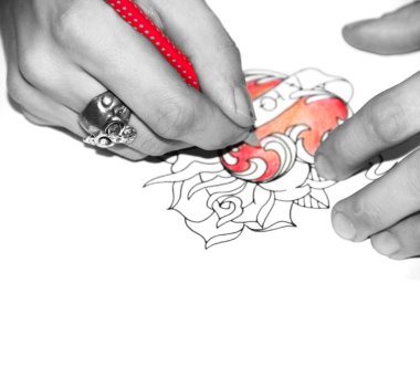 Tatto artist drawing sketch clipart