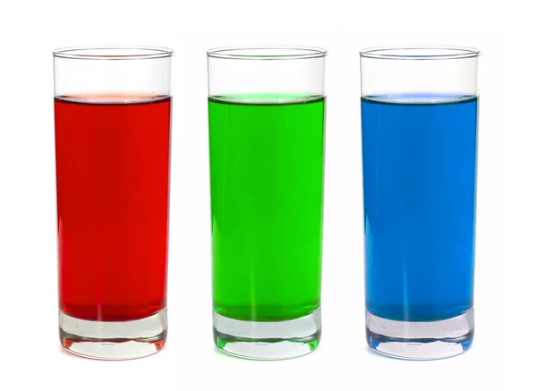 RGB juice glasses — Stock Photo, Image