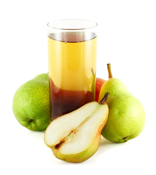 Pear juice with colorful pears — Stock Photo, Image