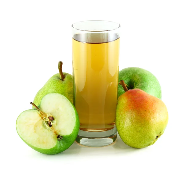 Apple and pear juice with apples and pears — Stock Photo, Image