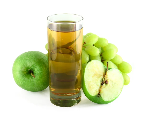 Apple and grape juice with apples and grapes — Stock Photo, Image