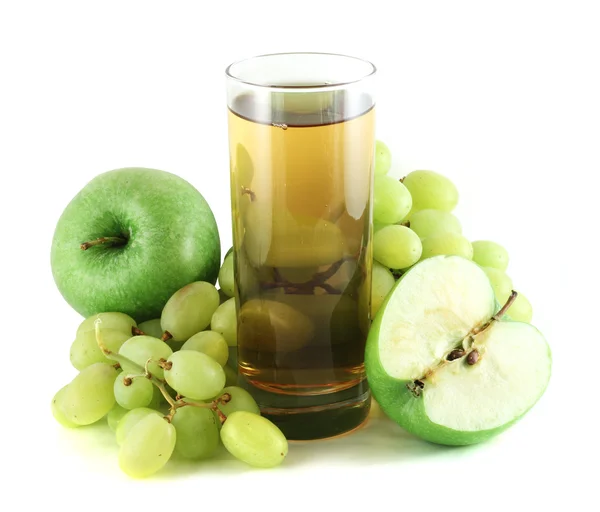 Apfel- und Traubensaft mit Äpfeln und Trauben — Stockfoto