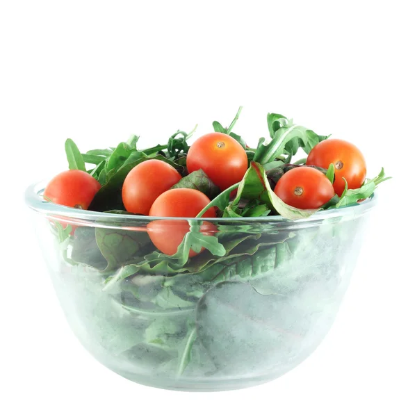 Salat mit Rucola, Mangold und Kirschtomaten — Stockfoto