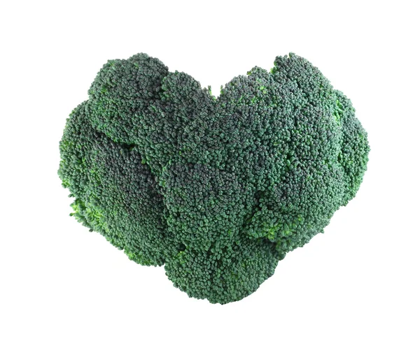 Heart shaped Broccoli on white — Stock Photo, Image