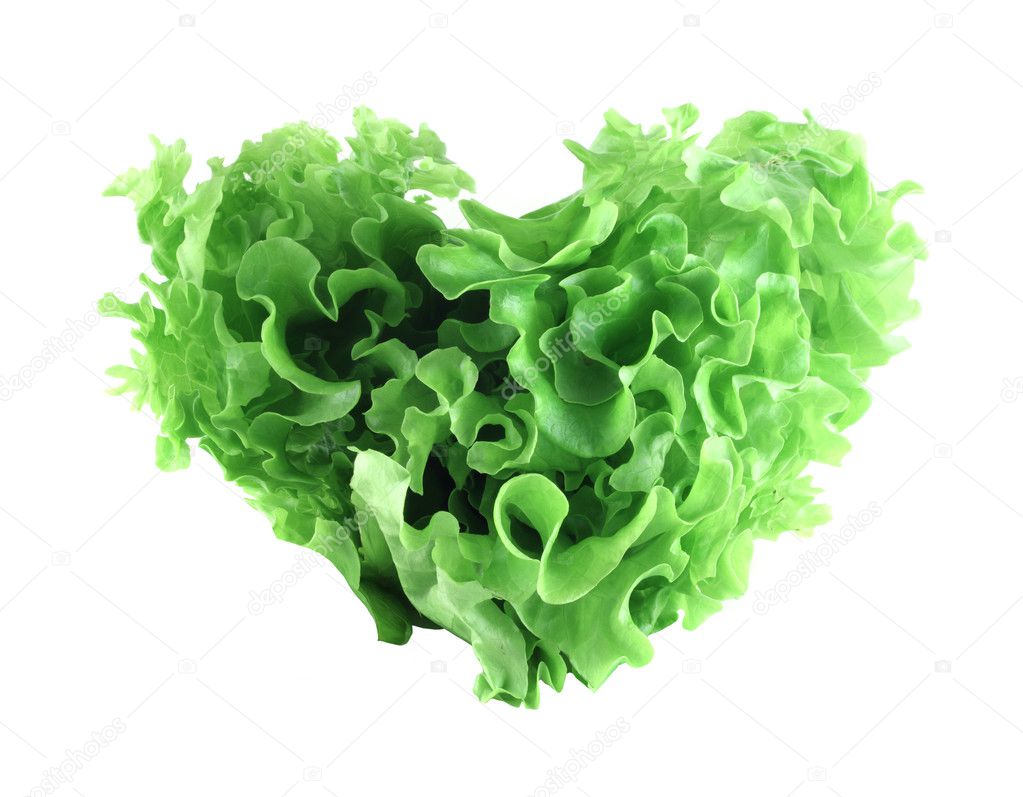 Heart shaped lettuce salad
