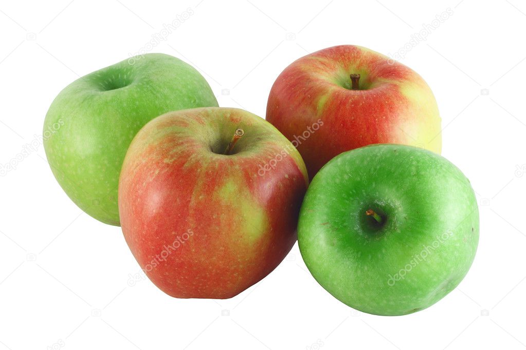 Four colorful apples