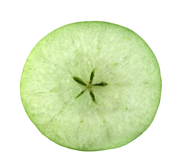 Slice cross section of green apple — Stock Photo, Image