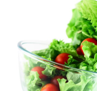 Light lettuce and tomatoes flying salad concept clipart