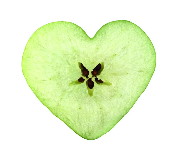 Corazón de manzana rebanada — Foto de Stock